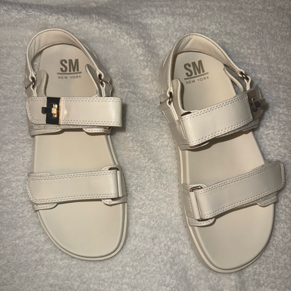 SM New York Off-White Strap Sandals